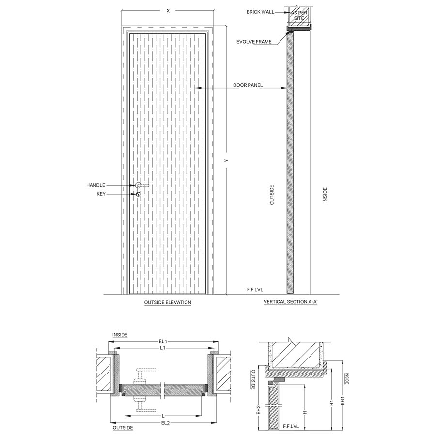 Structure 83 piombo, glass 127 piombo opaco, suspended cabinets 19 rovere termotrattato